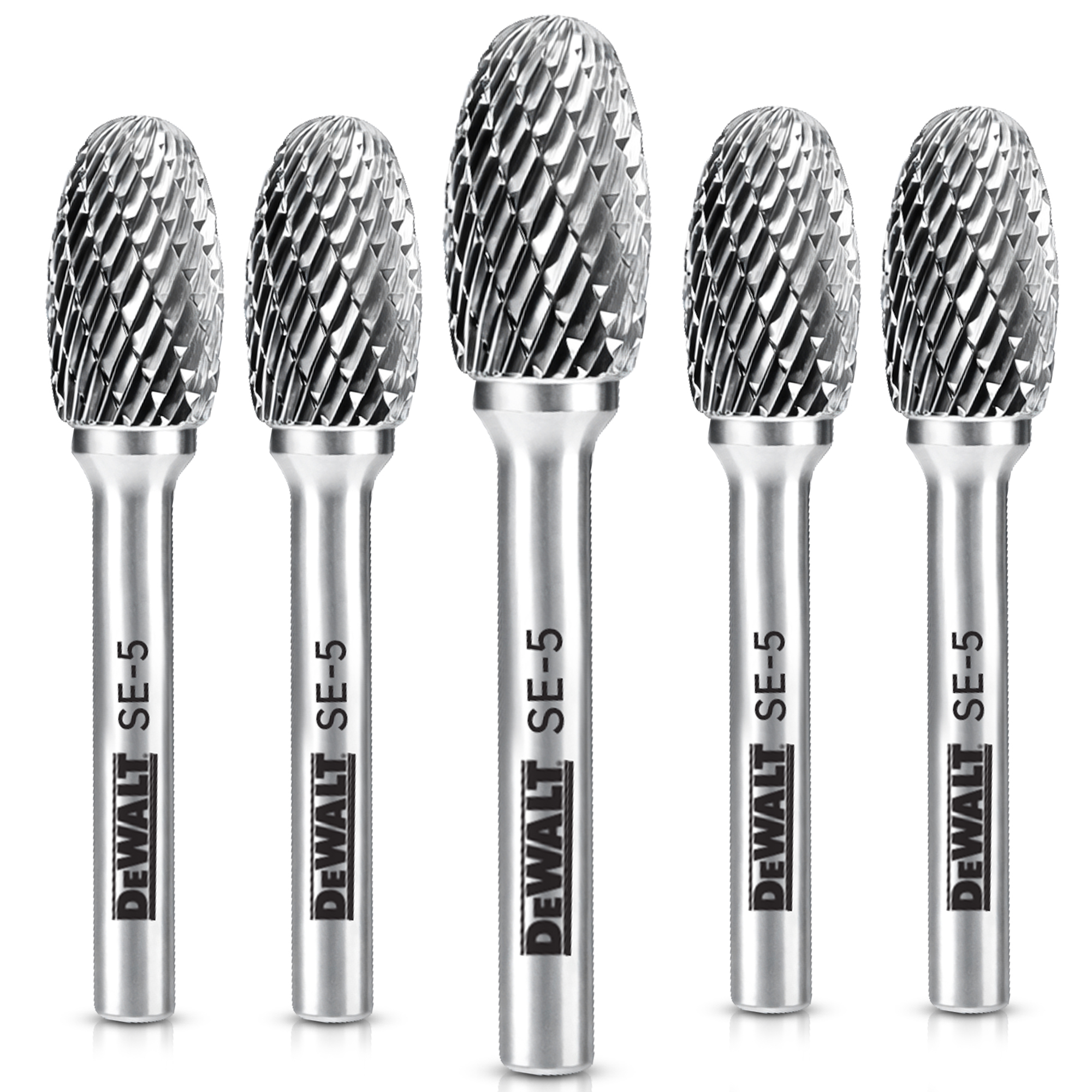 DeWalt Carbide Burrs — SE-5, Double-Cut, Tungsten Carbide Steel, 5-Pack, Model# DXCBTJSE5-5